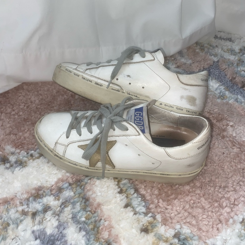 GOLDEN GOOSE WOMENS SIZE 7 HI-STAR PLATFORM SNEAKER